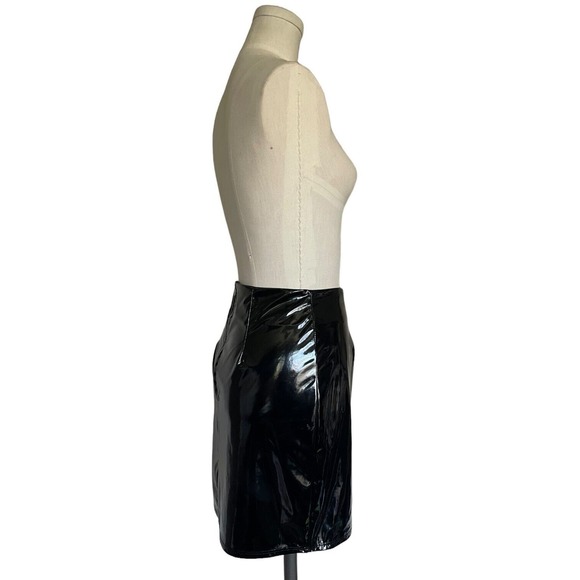 Fashion Nova Black Liquid Latex Look Vinyl Mini Skirt Goth Industrial Zipper S - Picture 6 of 11